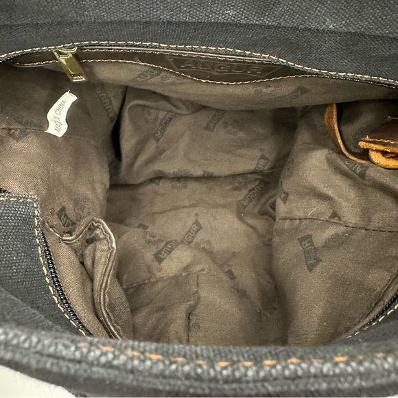 Auger Canvas Leather Crossbody Messenger Bag Black Unisex - Picture 13 of 13